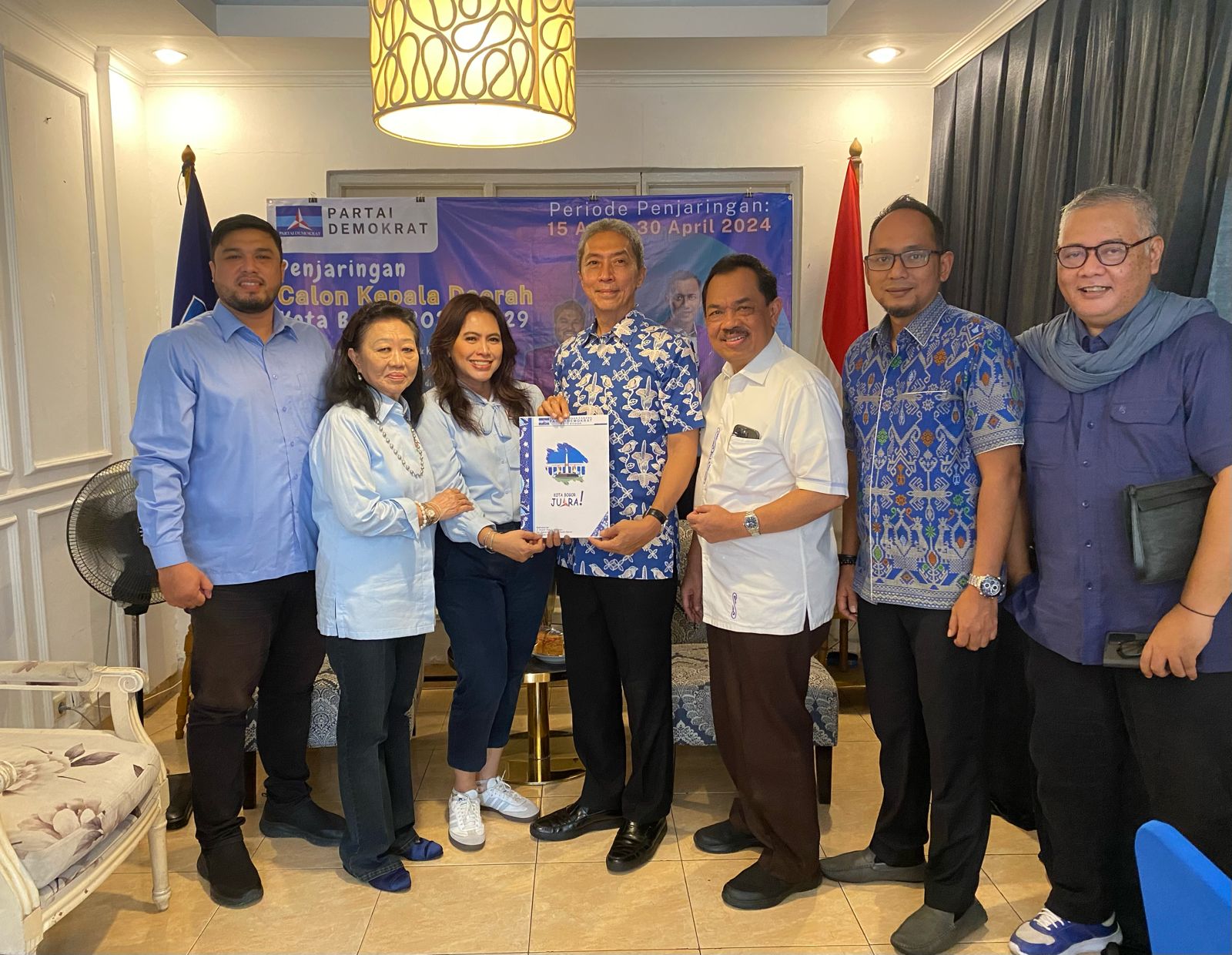 Mantan Wakil Wali Kota Bogor Dedie A Rachim mengikuti penjaringan bakal calon Wali Kota Bogor melalui DPC Partai Demokrat Kota Bogor, pada Kamis (25/4/2024).