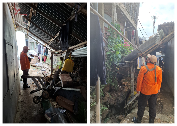 Longsor melanda Kampung Mongol, Kelurahan Tegallega, Kecamatan Bogor Tengah, Kota Bogor pada Jumat (26/4/2024). Foto: Dede/Radar Bogor