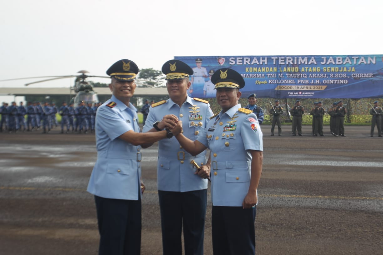 Sertijab Komandan Lanud ATS Jumat (9/4/2024). FOTO : SOFYANSYAH/RADAR BOGOR