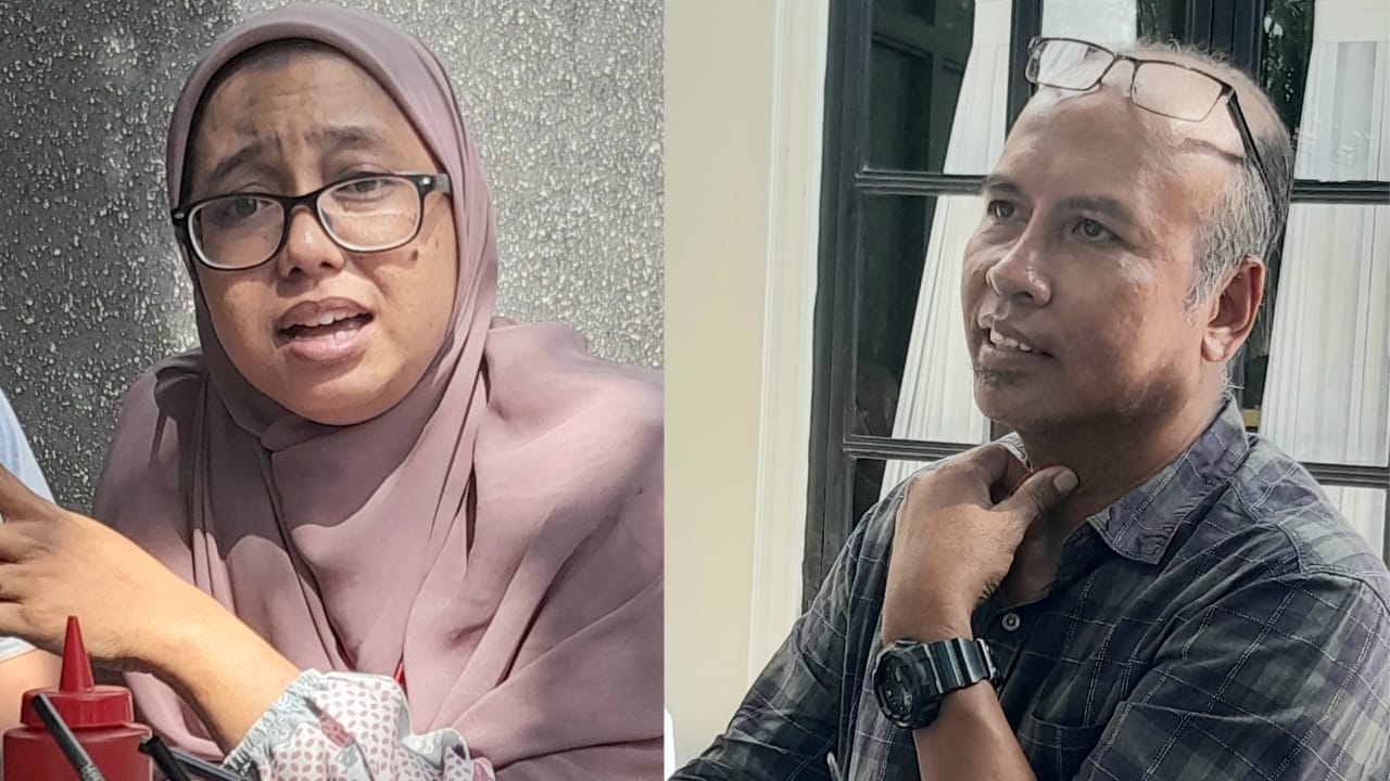 Program Officer Kemitraan Sulteng, Kiki Rizky Amalia dan Program Manager RBP Sulteng dari Kemitraan, Edy Wicaksono memberikan keterangan kepada media di Kota Palu, Selasa 10 Mei 2025.
