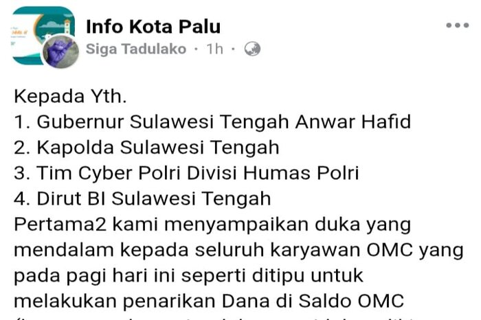 TANGKAPAN LAYAR : Member OMC mulai resah, akun mereka diblokir oleh pihak aplikator.