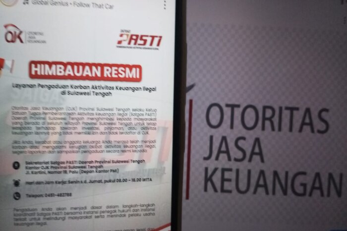 ILUSTRASI : OJK Sulteng resmi buka layanan pengaduan korban keuangan ilegal di Sulawesi Tengah.