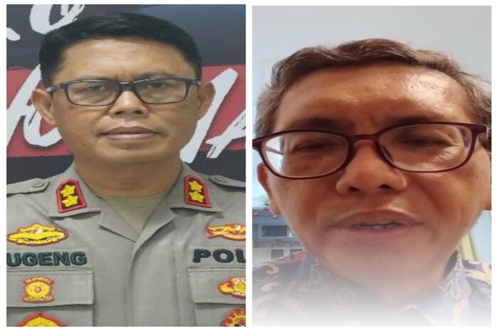 MASIH PULBAKET : Kasubdit Penmas Polda Sulteng, AKBP Sugeng Lestari  (kiri), Kepala Kantor OMC, Zakarias Widodo (kanan).