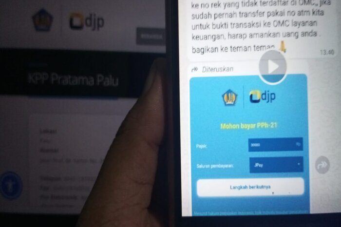 ILUSTRASI : Beredar postingan di medsos yang meminta member bayar pajak Pph 21 via aplikasi OMC.