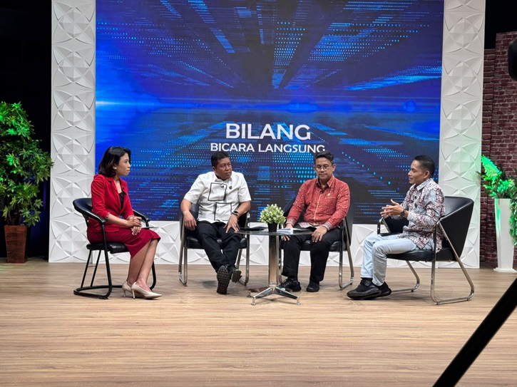 Satgas Pasti membahas OMC Palsu dalam dialog interaktif di TVRI Palu antara lain, Polda Sulteng, Kemenkum dan OJK.