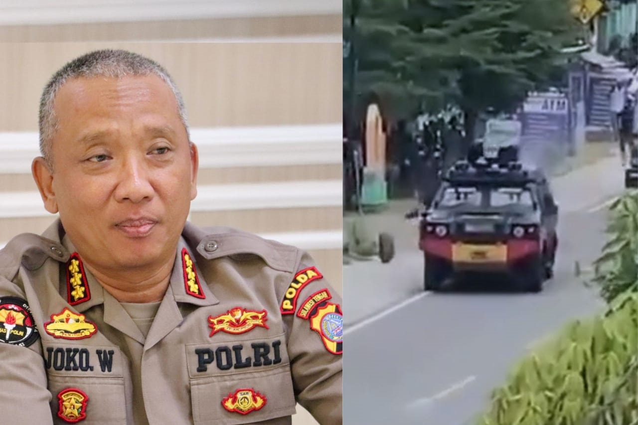 PERLAWANAN : Kabid Humas Polda Sulteng Kombes Pol Djoko Wienartono (kiri), situasi saat Mobil Taktis Brimob mendapat perlawanan dari warga.