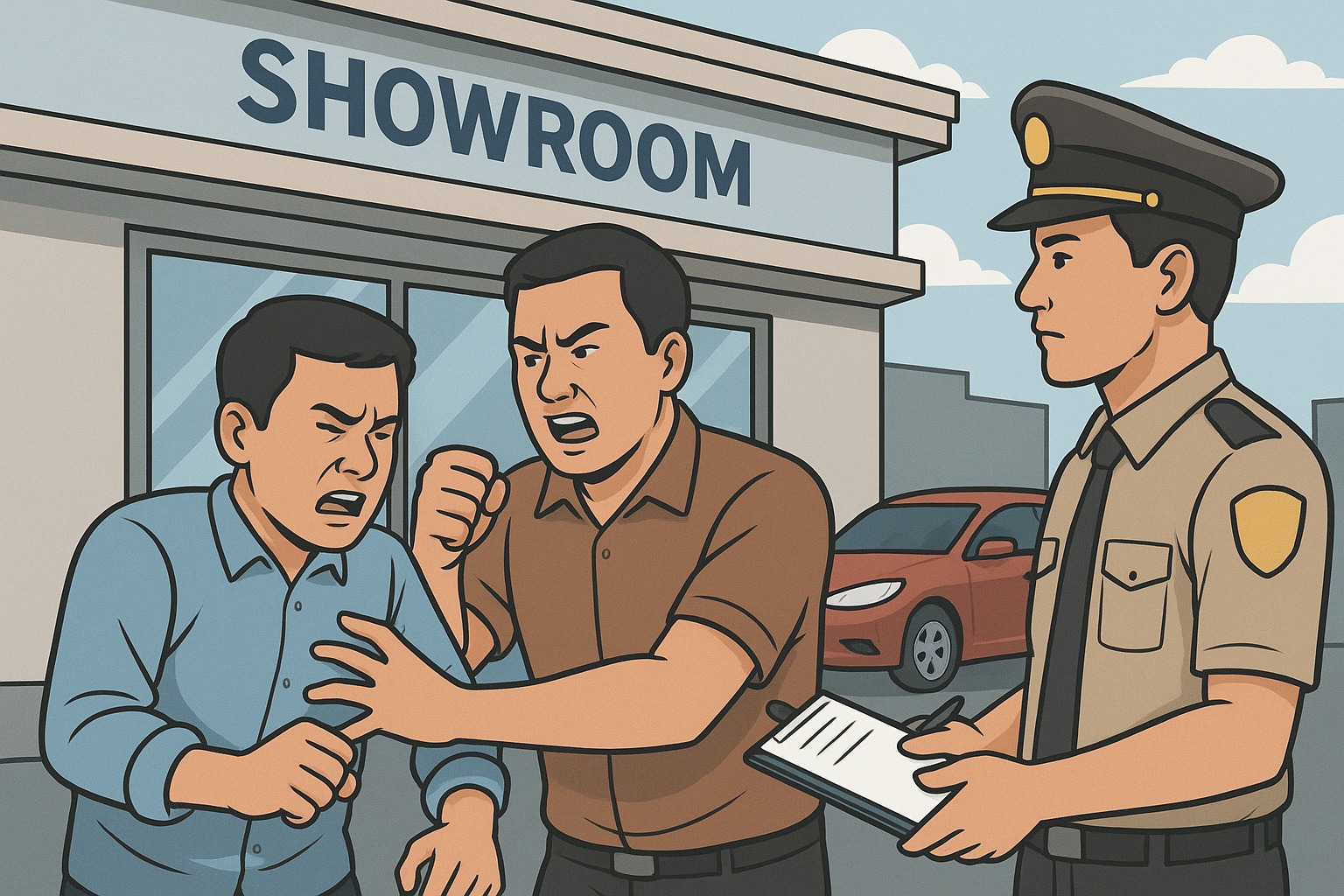 DUGAAN PENGANIYAAN: Buntut dugaan penganiyaan, pemilik showroom dilaporkan ke polisi.