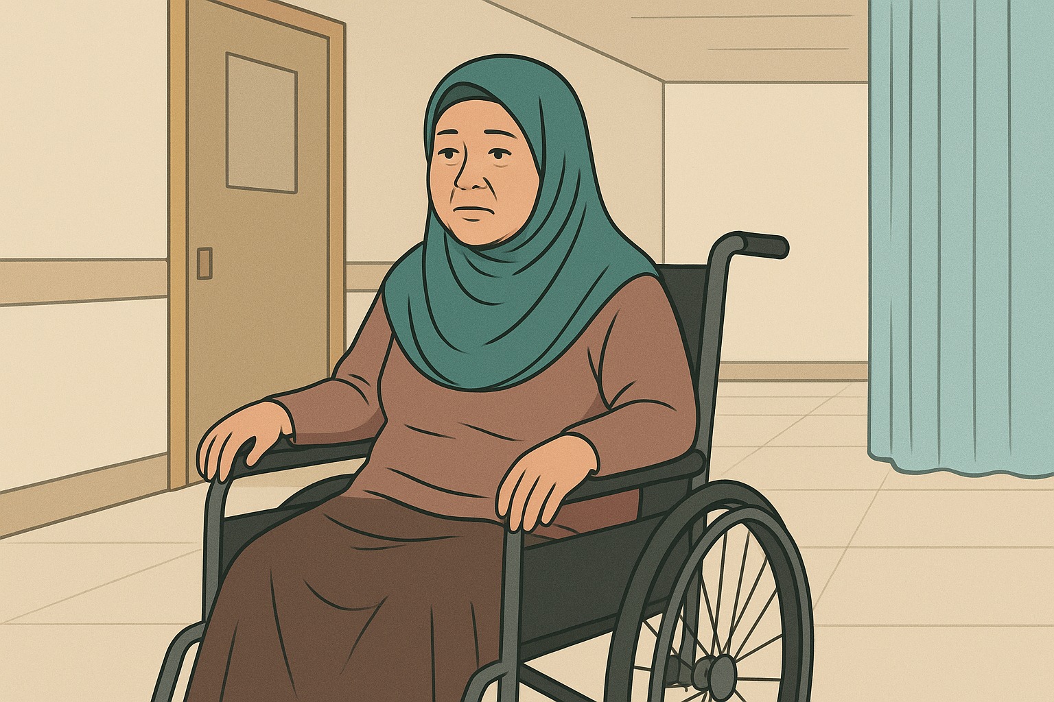 JALANI RAWAT JALAN: Ilustrasi perempuan paruh baya, yang menjalani perawatan. Kini Siti Aja menjalani rawat jalan usai dirawat di rumah sakit