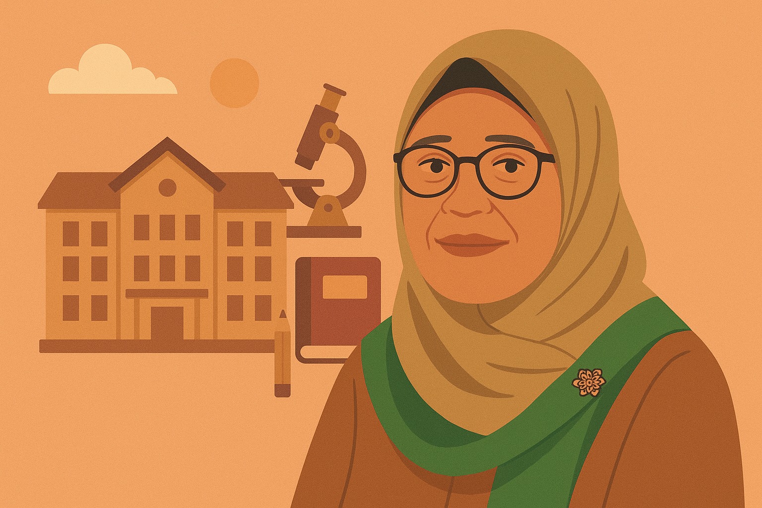 SEKOLAH BERPRESTASI: Ilustrasi Kepala SMK Muhammadiyah 1 Palu, Siti Rahmah. Sekolah yang dipimpinnya meraih 21 prestasi gemilang sepanjang 2025.