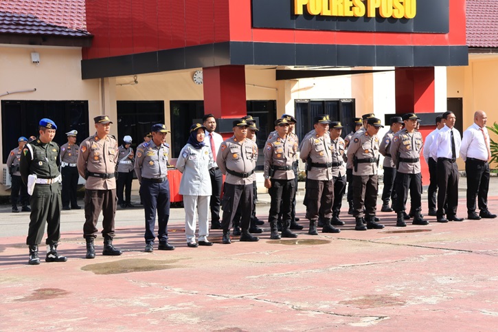 Operasi Zebra Tinombala 2025 di Mapolres Poso dihadiri unsur terkait. (Humas Resposo).