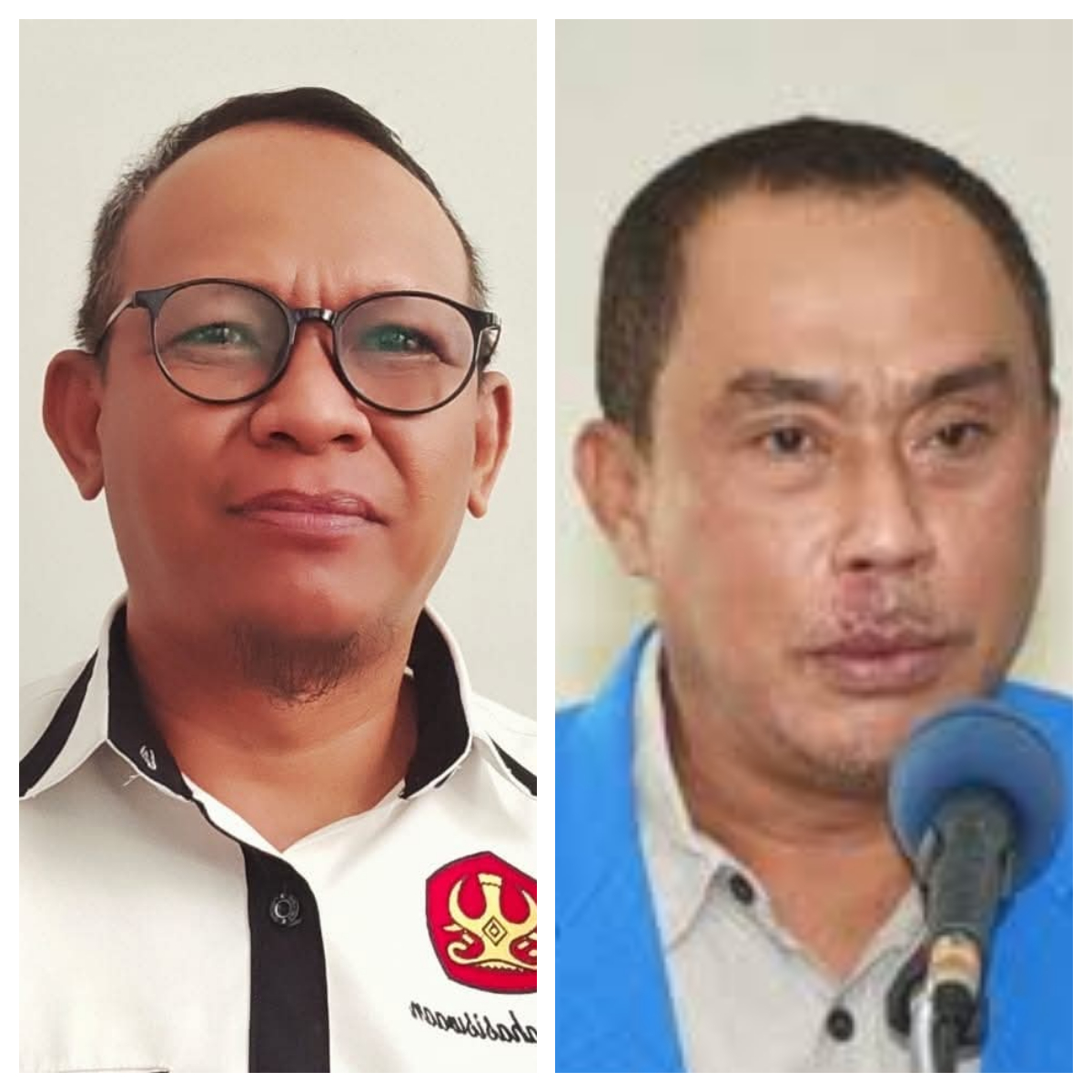 TANGGAPAN KAMPUS : Staff Kemahasiswaan Untad Abdi Akhir (kiri), dan Warek Bidang Kemahasiswaan Sagaf, memberikan penjelasan terkait penanganan mahasiswa korban kebakaran Asrama Parigi pada Senin.