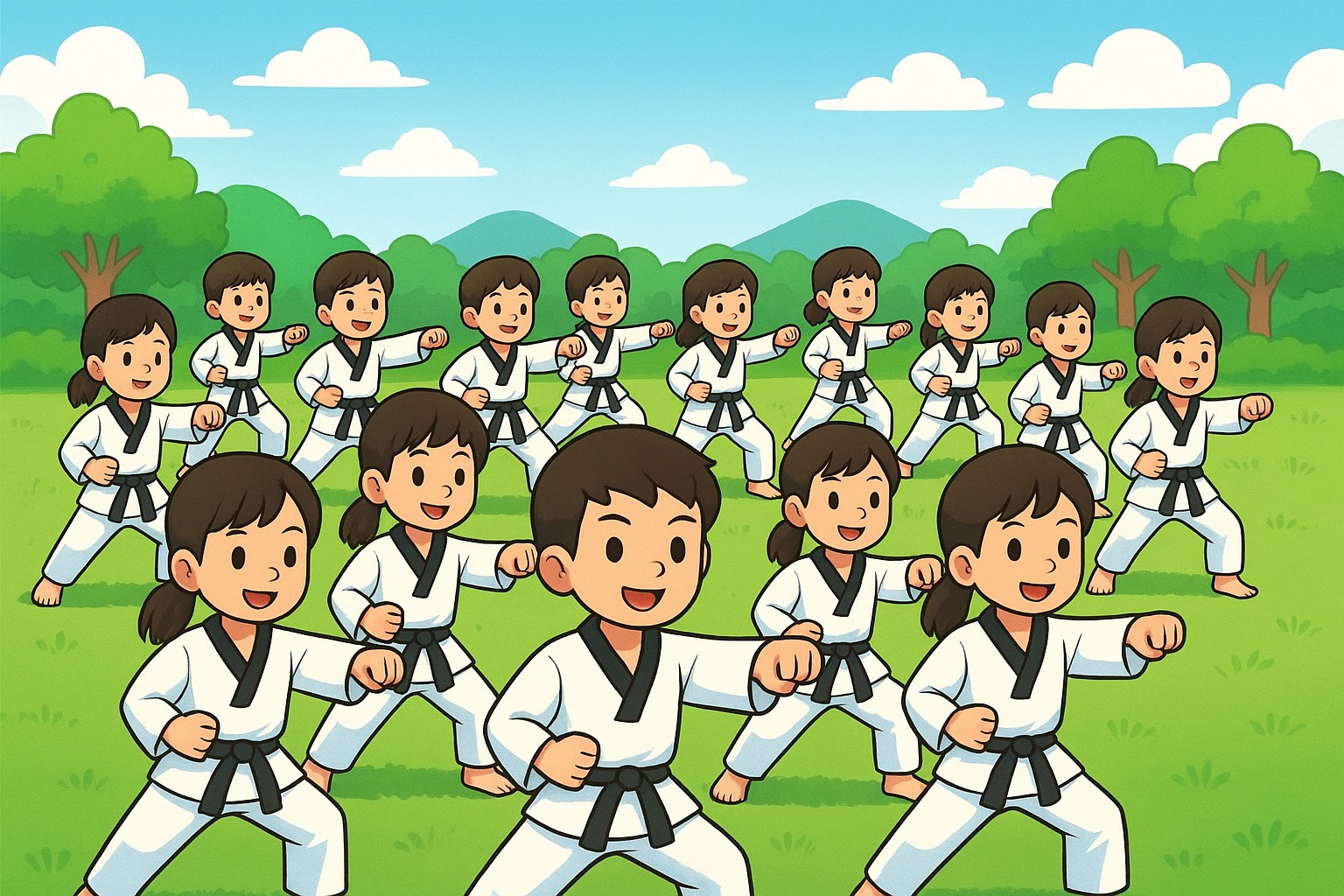 EKSTRAKULIKULER TAEKWONDO: Ilustrasi siswa ikut dalam ekstrakulikuler taekwondo.