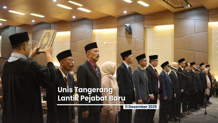 Pelantikan pimpinan baru Universitas Islam Syekh-Yusuf (Unis) Tangerang masa bakti 2025&ndash;2029 di Auditorium kampus, Kamis (11/12/2025).