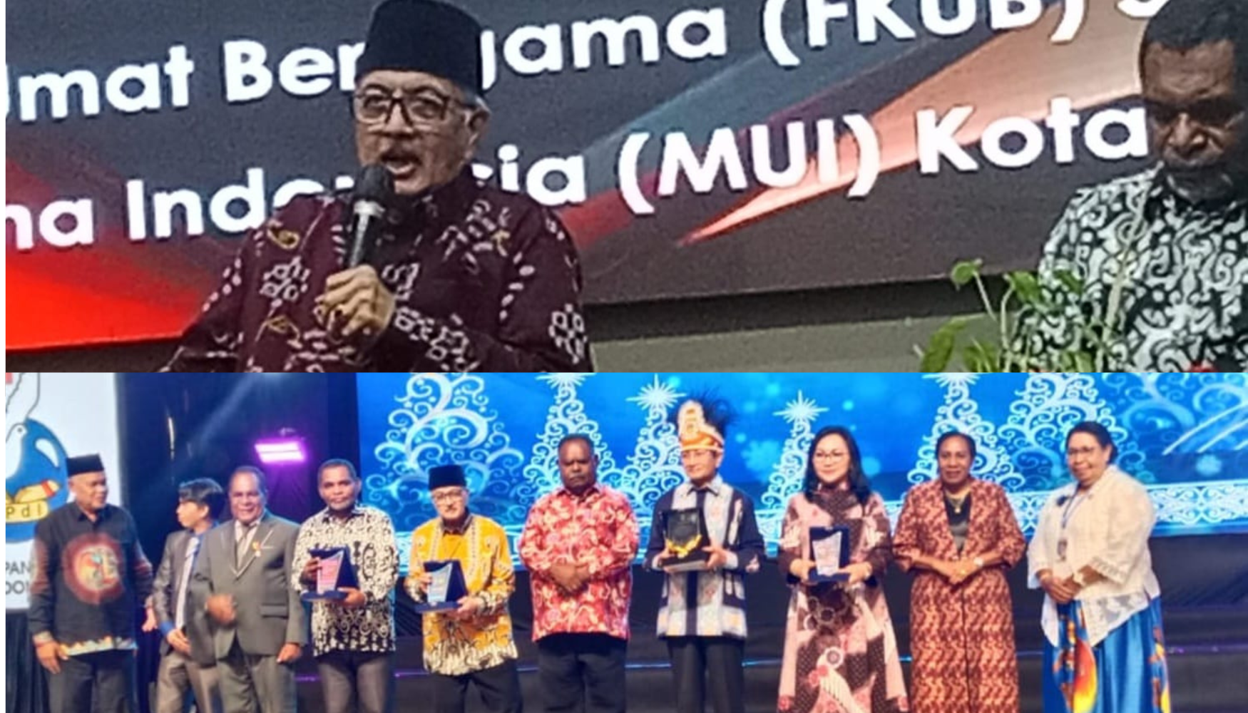 Prof. Dr. KH. Zainal Abidin, M.Ag menyampaikan materi moderasi beragama pada acara Perayaan Natal Nasional di Ballroom Vega Hotel, Sorong, Papua Barat Daya, Sabtu (13/12/2025).