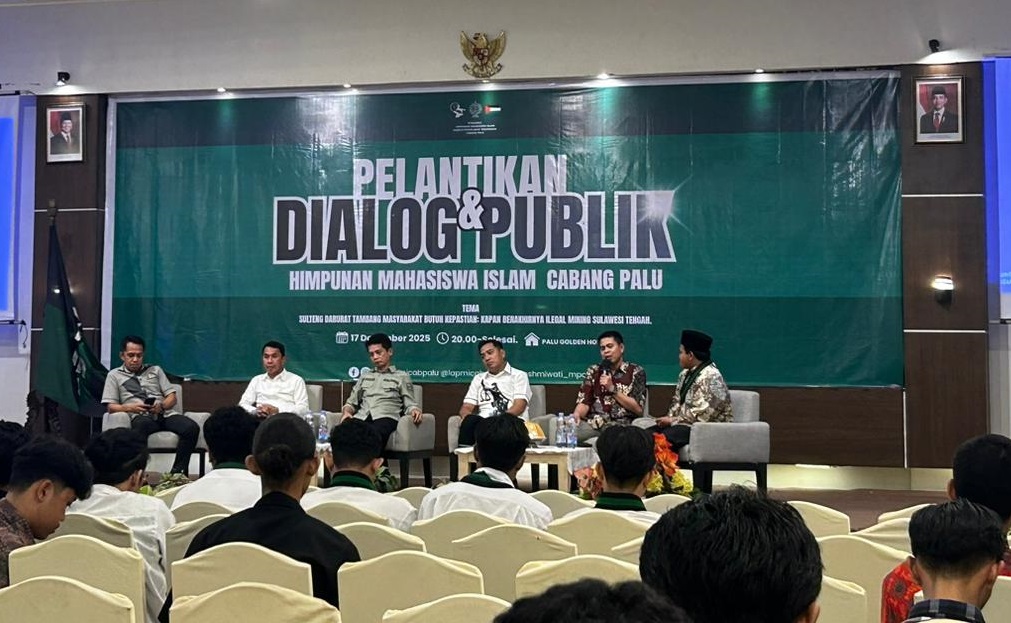 Dialog publik yang digelar Himpinan Mahasiswa Islam Cabang Palu dengan tema &ldquo;Sulteng Darurat Tambang Masyarakat Butuh Kepastian : Kapan Berakhirnya Ilegal Mining Sulawesi Tengah&rdquo;, Rabu (17/12/2025)