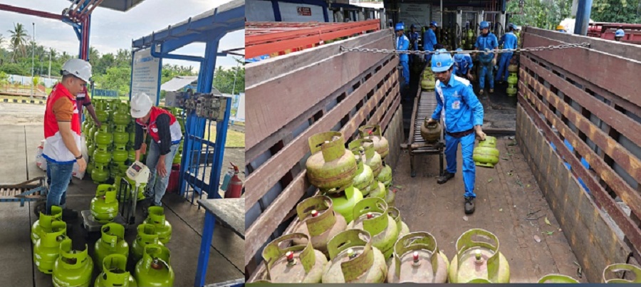 Petugas Pertamina Patra Niaga menyiapkan distribusi LPG 3 kg guna menjaga ketersediaan pasokan selama periode Natal dan Tahun Baru.