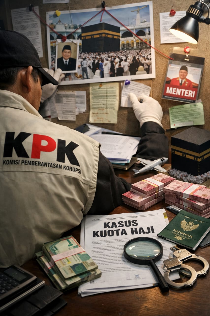 Ilustrasi penyelidikan KPK terkait dugaan korupsi pengelolaan kuota haji nasional.