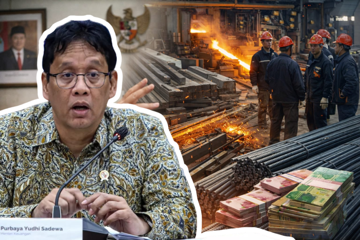 Menteri Keuangan Purbaya Yudhi Sadewa/ ilustrasi industri baja