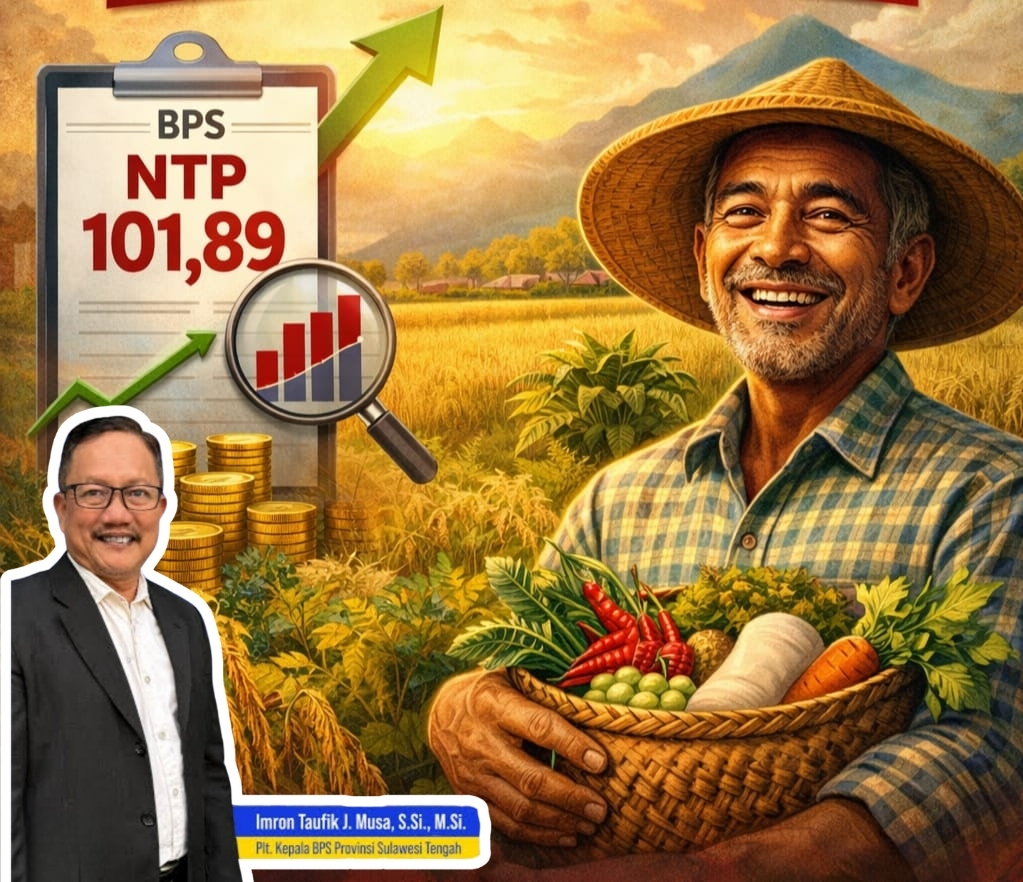 Ilustrasi Nilai Tukar Petani Sulawesi Tengah Desember 2025. BPS mencatat NTP naik ke 101,89, menandakan daya beli petani mulai menguat/ Imron Taufik J Musa