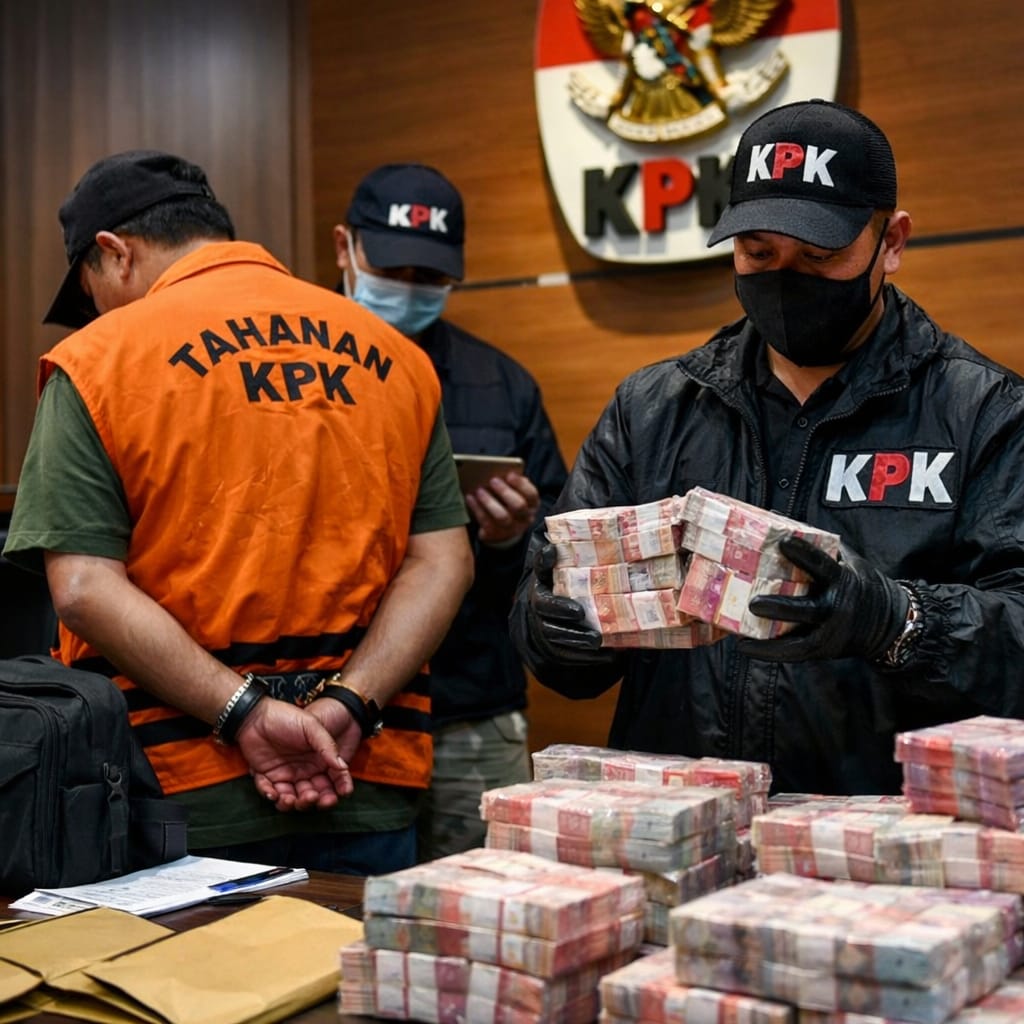 OTT KPK di Jakarta Utara. Pejabat pajak terjaring, uang tunai diamankan, delapan orang diperiksa.