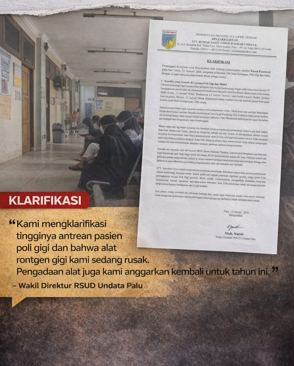 Surat klarifikasi manajemen RSUD Undata Palu