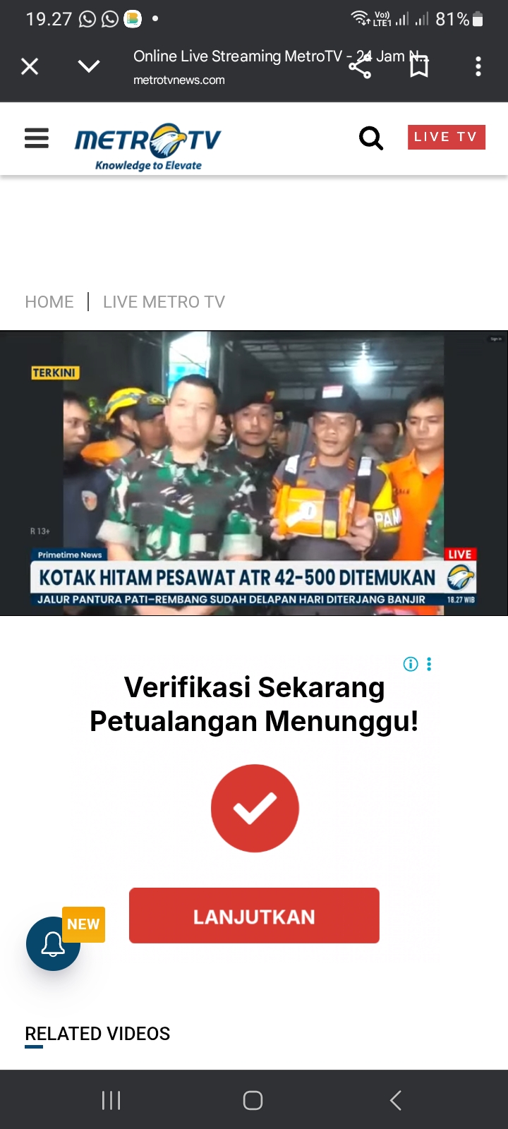 Kotak hitam pesawat ATR 42-500 yang ditemukan Tim SAR Gabungan.