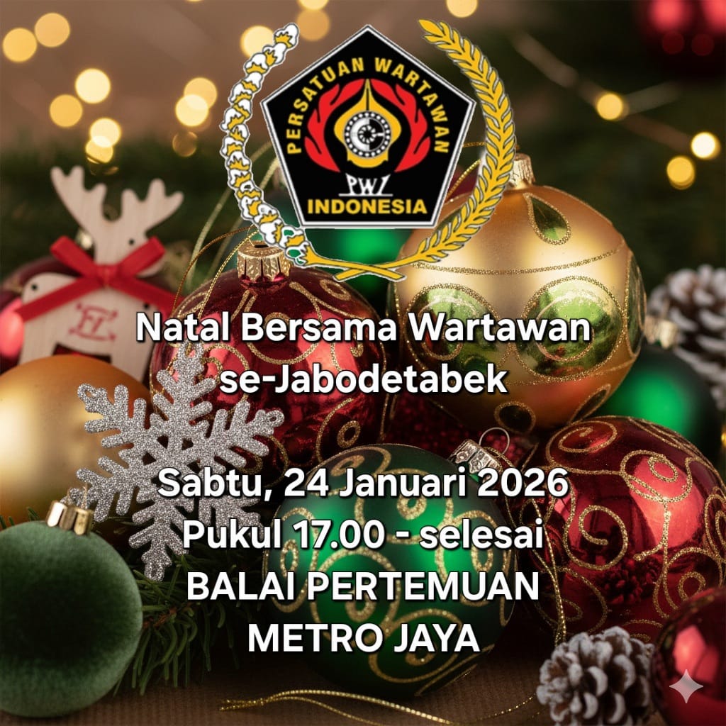 Suasana persiapan Natal Bersama Wartawan Kristiani se-Jabodetabek yang digelar PWI Pusat di Balai Pertemuan Metro Jaya, Jakarta.