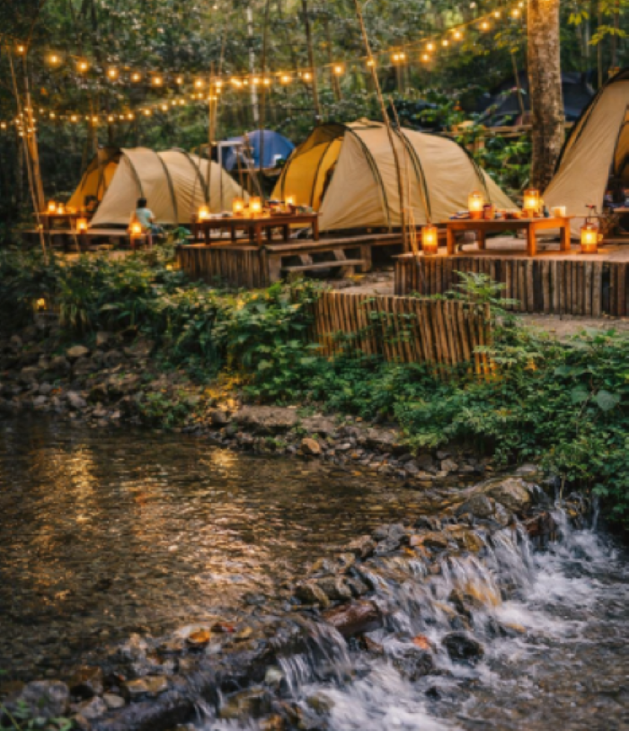 Suasana malam di Raqa River Camp