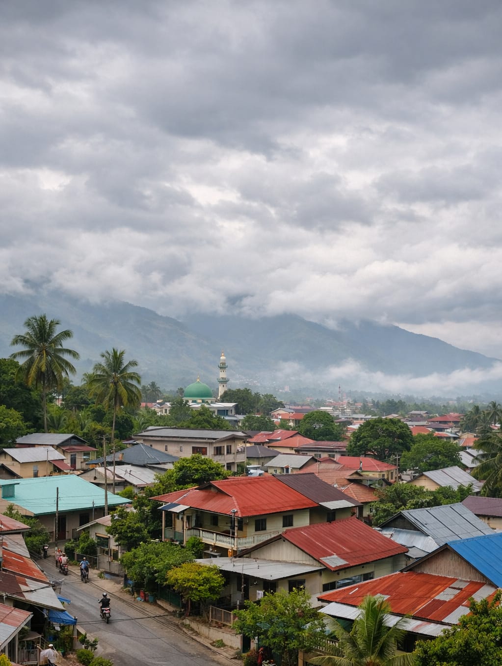 Ilustrasi, Langit berawan menyelimuti kawasan permukiman di Sulawesi Tengah, menciptakan suasana teduh di akhir pekan.
