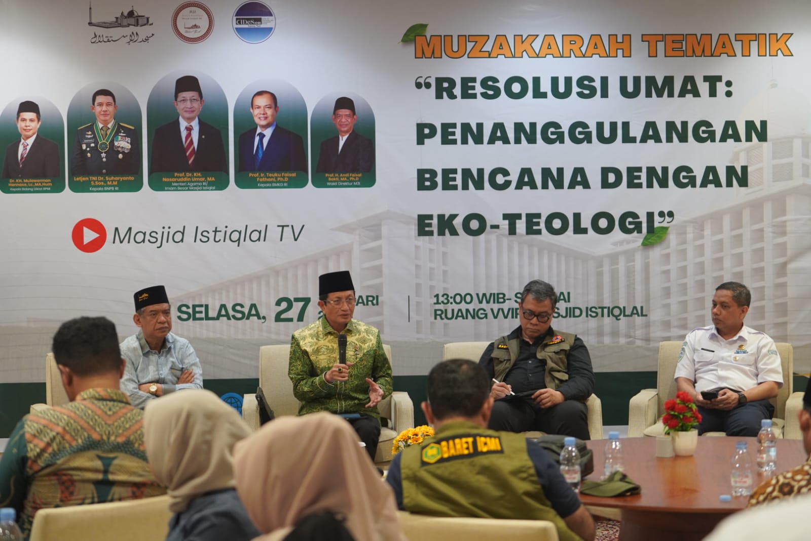 Menteri Agama Nasaruddin Umar menyampaikan pandangan tentang pentingnya ekoteologi dalam Muzakarah di Masjid Istiqlal.