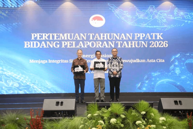 Mendagri Tito Karnavian saat menghadiri Pertemuan Tahunan PPATK Bidang Pelaporan Tahun 2026 di Jakarta, Rabu (28/1/2026).