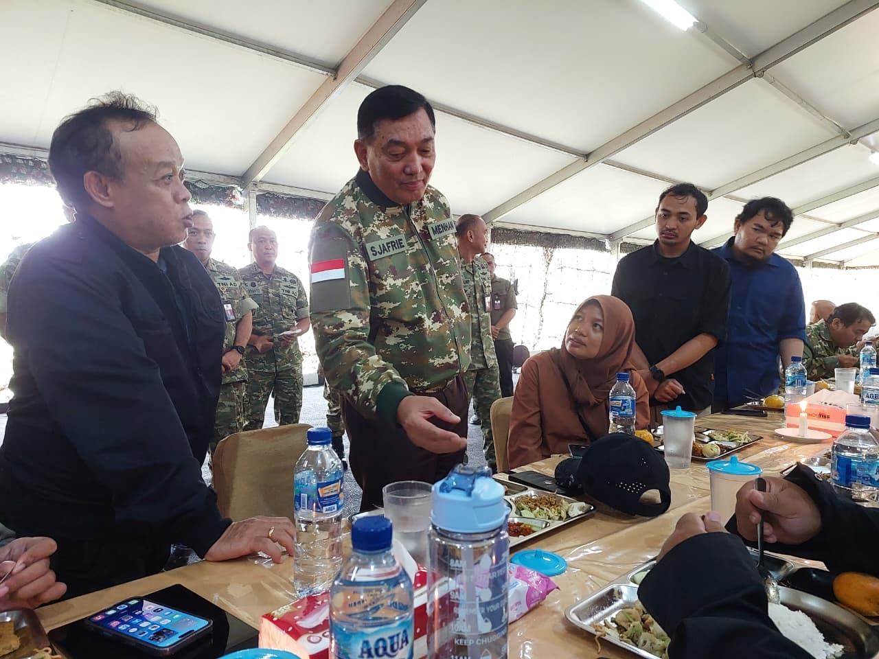 Menteri Pertahanan RI Sjafrie Samsoeddin saat mengunjungi pusat pelatihan bela negara PWI Sabtu (31/1/2026)