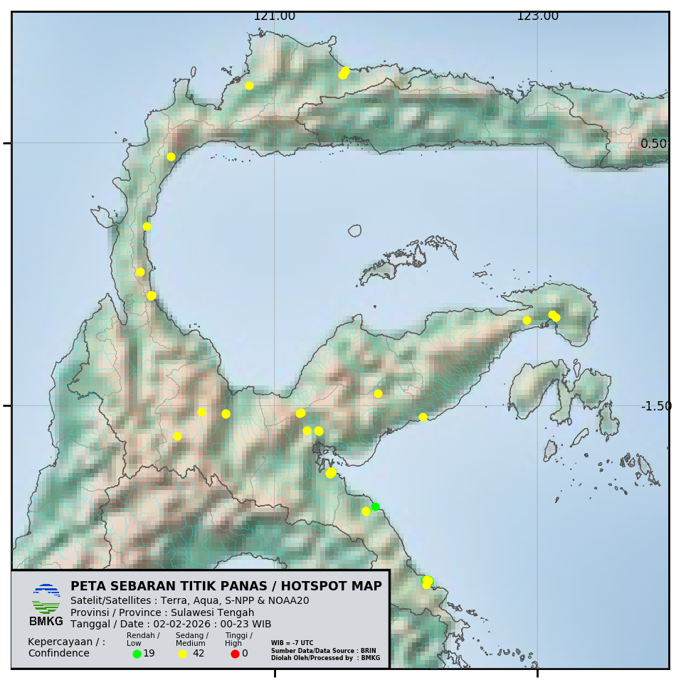 Pemantauan titik panas (hotspot) di Sulawesi Tengah.