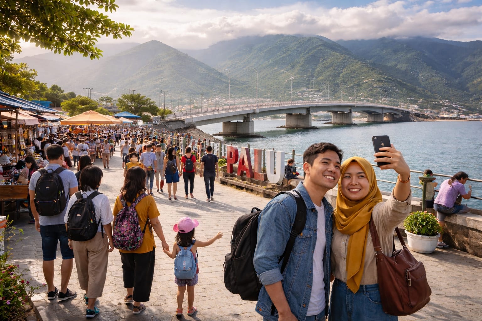 Ilustrasi, Aktivitas wisatawan di salah satu destinasi di Kota Palu, Sulawesi Tengah, menjelang akhir 2025.