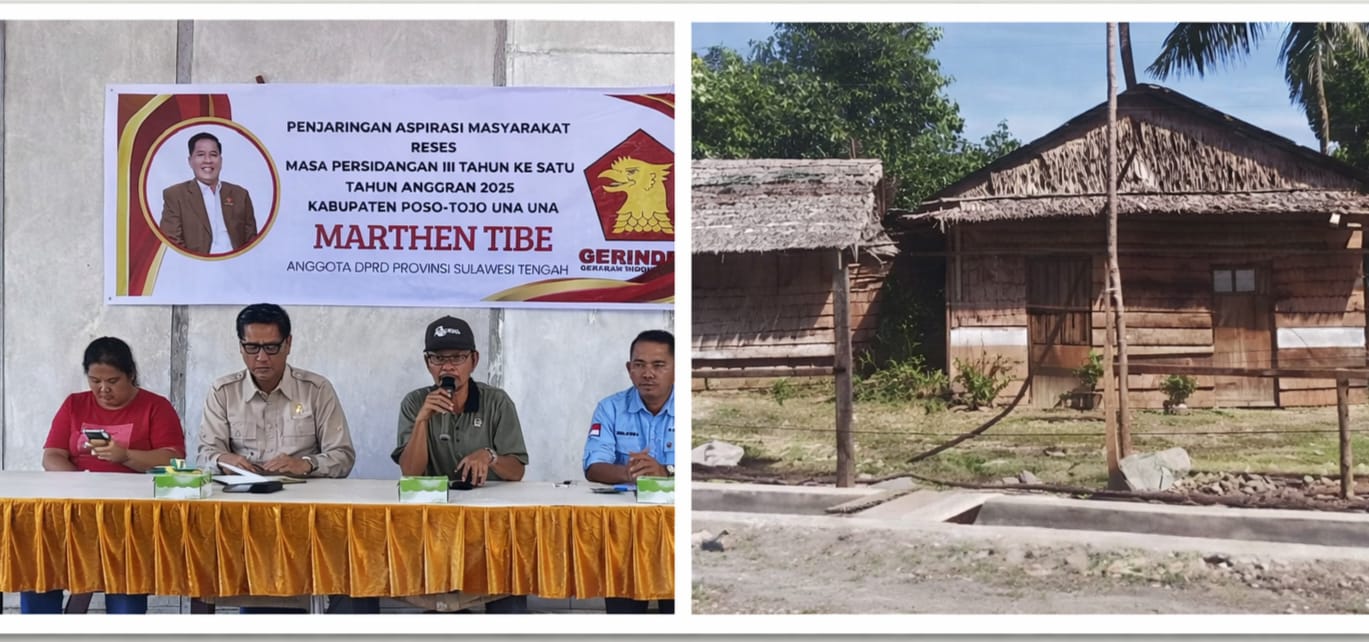 Anggota Komisi III DPRD Sulawesi Tengah dari Partai Gerindra, Marthen Tibe saat reses meninjau kondisi permukiman warga di Desa Malewa, Kabupaten Tojo Una-Una.