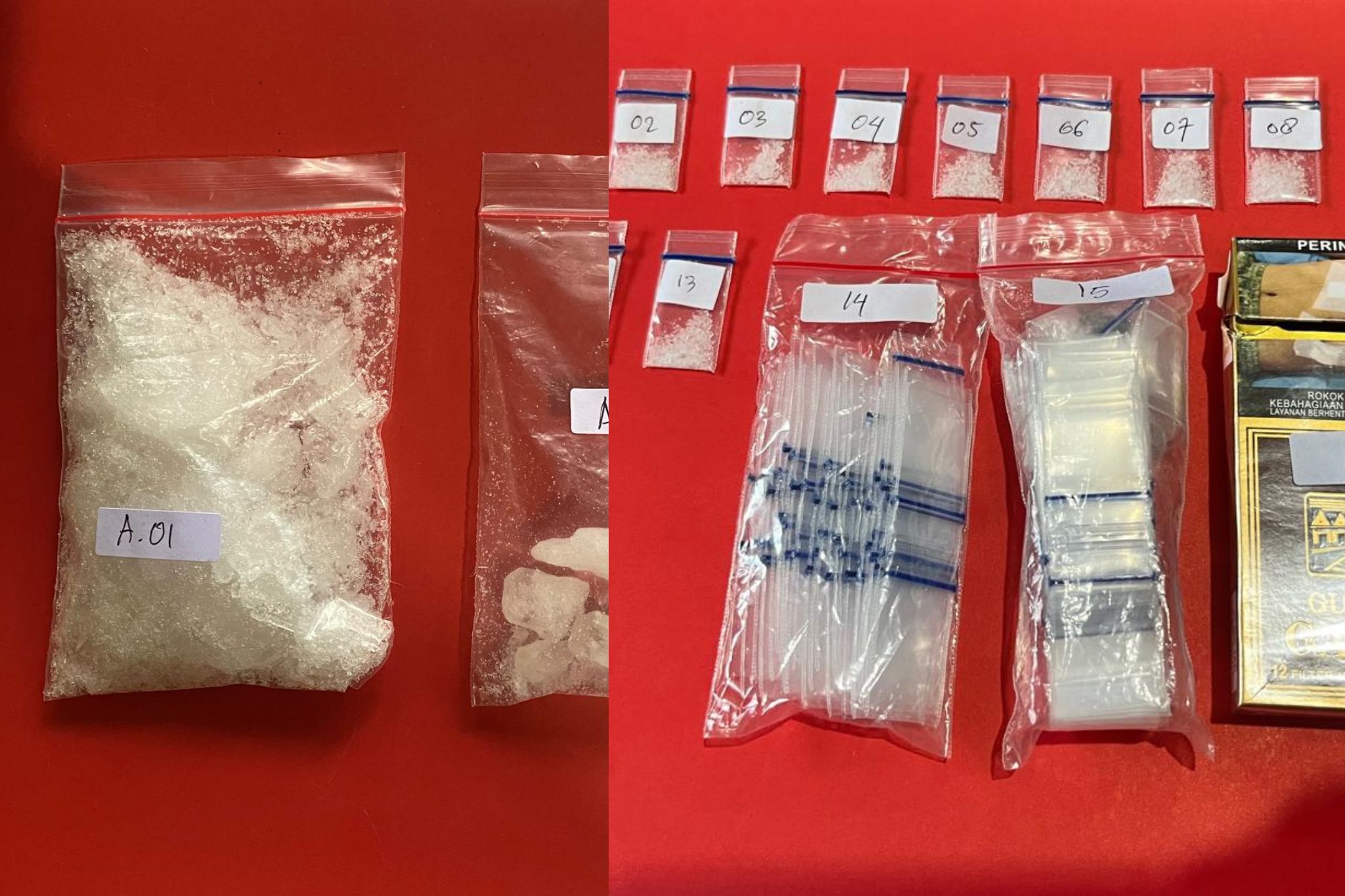 Satresnarkoba Polresta Palu mengamankan barang bukti yang diamankan dari pemasok narkoba ke sopir tambang Poboya.