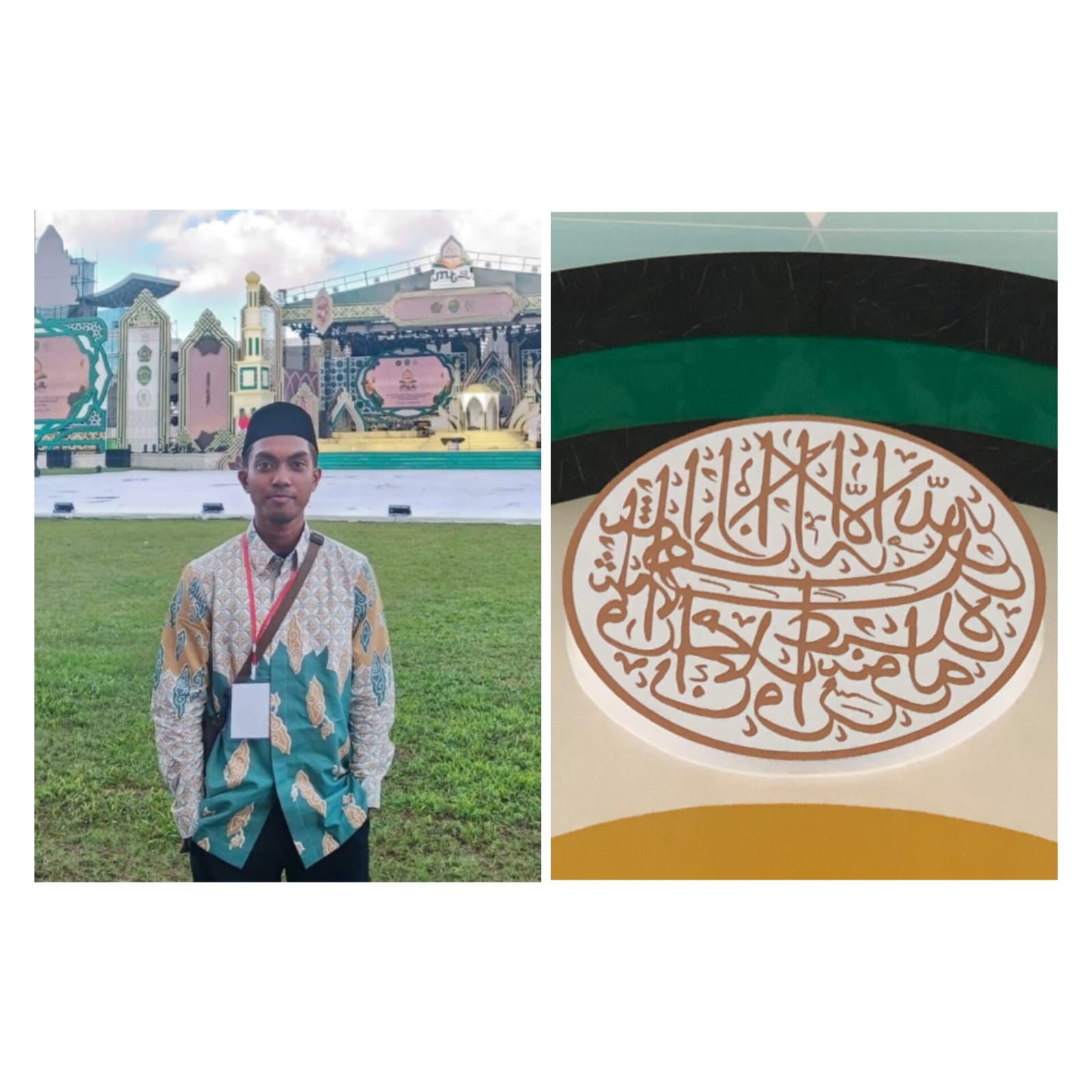 Interior Masjid Raya Baitul Khairaat Palu yang menjadi sorotan terkait penulisan kaligrafi syahadat.