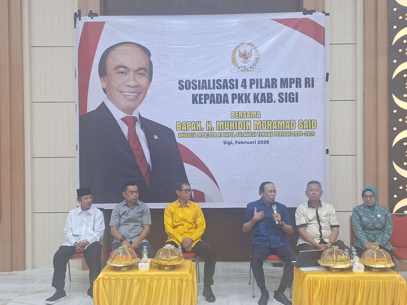 ANTUSIAS: Penyampaian 4 pilar MPR RI disampaiakan oleh H. Muhidin Said, di Kabupaten Sigi, Sabtu (15/2/2026).(FOTO: ISTIMEWA/RADAR PALU).