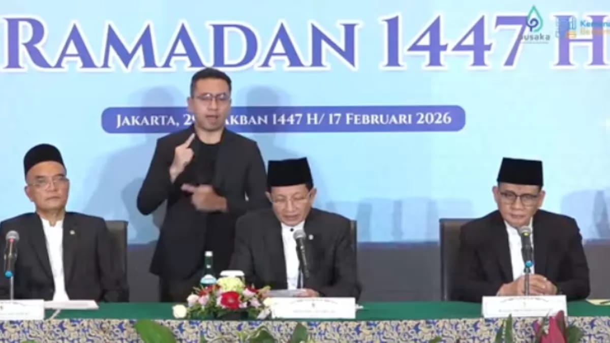 Menteri Agama Nasaruddin Umar menyampaikan hasil sidang isbat penetapan 1 Ramadan 1447 H di Jakarta, Selasa (17/2/2026).