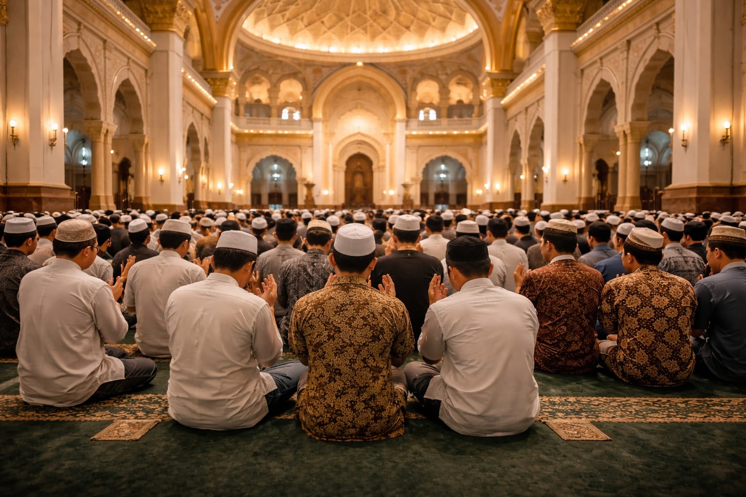 Ilustrasi Umat Islam membaca doa bersama di masjid menjelang datangnya Ramadan 1447 H.