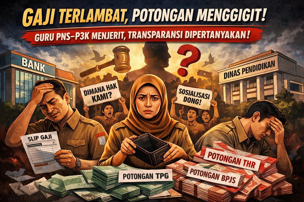 Ilustrasi pemotongan gaji guru.