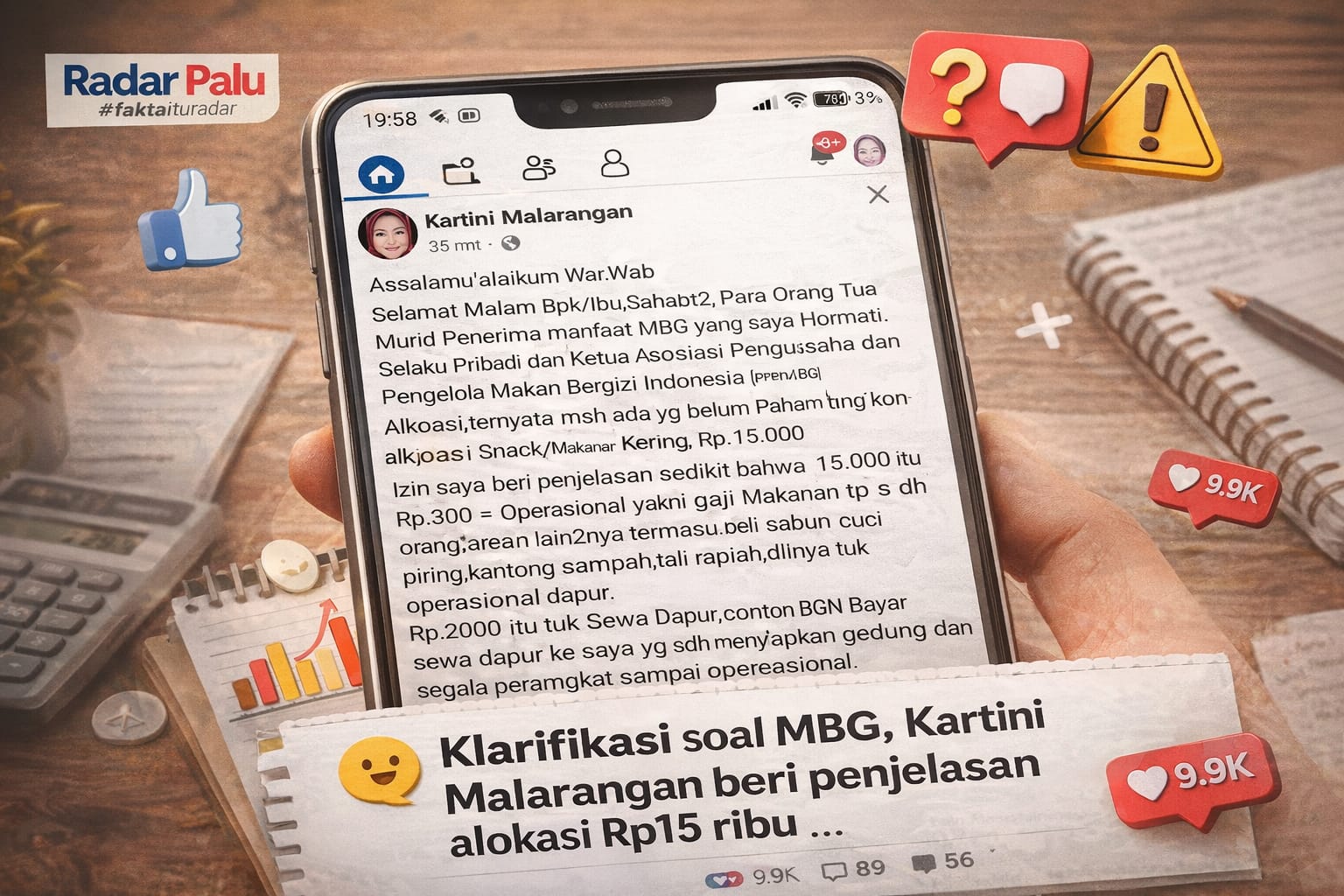 Klarifikasi soal alokasi Rp15 ribu program Makan Bergizi Gratis (MBG) di Palu, Kartini Malarangan buka suara lewat media sosial.
