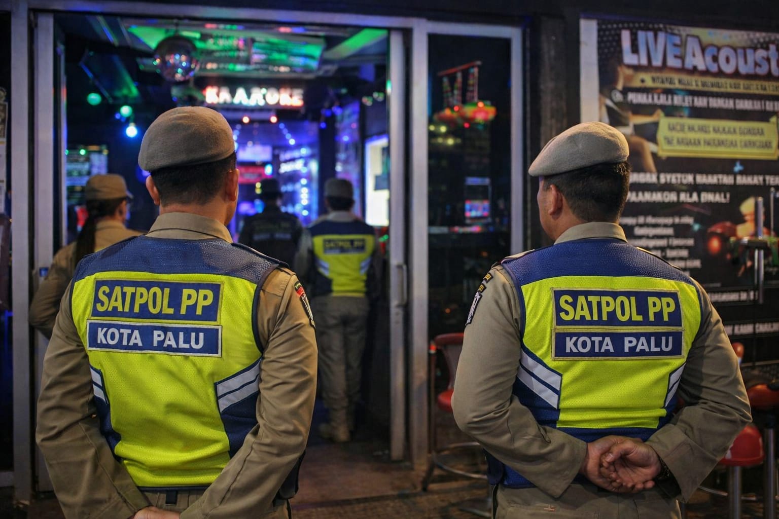 Ilustrasi Petugas Satpol PP bersiaga untuk mengawasi operasional tempat hiburan malam di Kota Palu selama Ramadan.