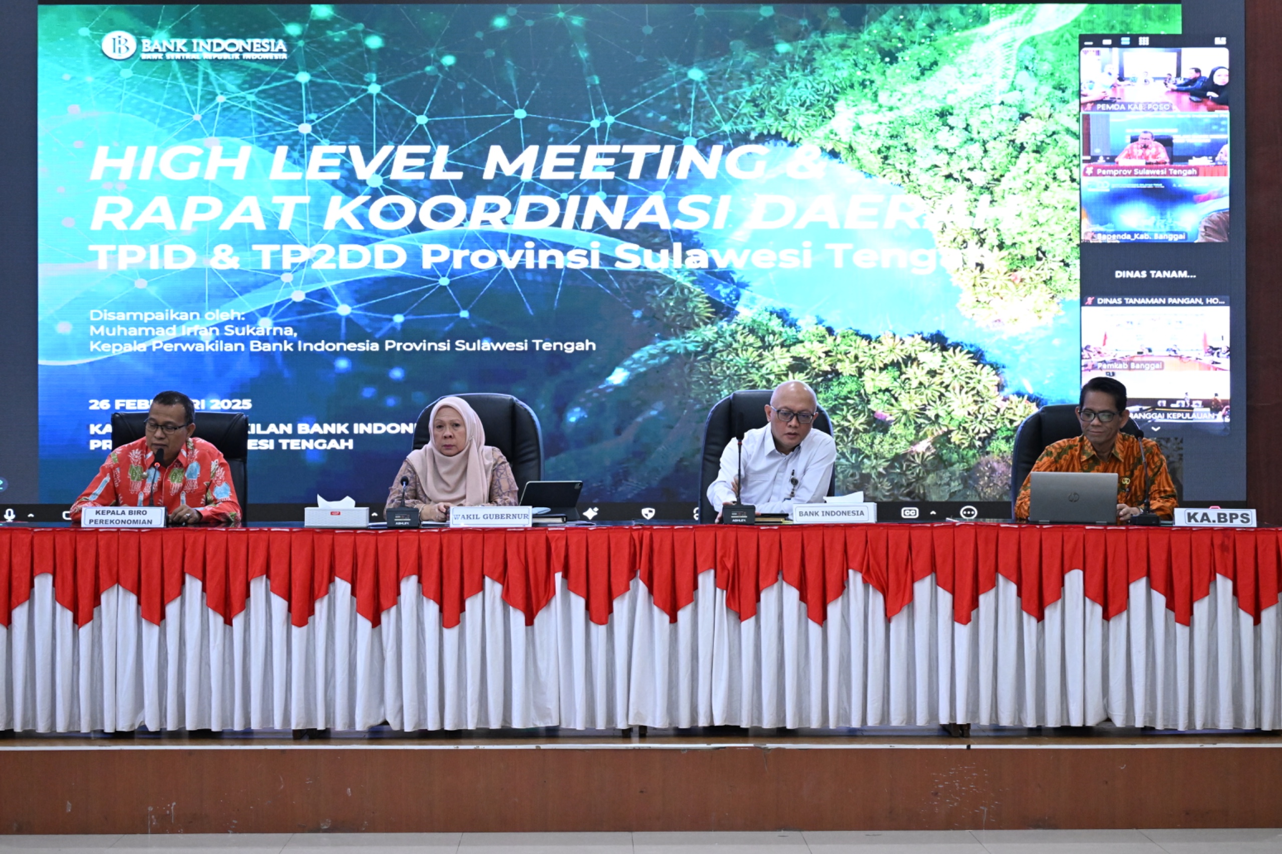 Wakil Gubernur Sulawesi Tengah Reny A. Lamadjido memimpin Rakorda TPID di Gedung Pogombo, membahas langkah antisipasi kenaikan inflasi awal 2026. 