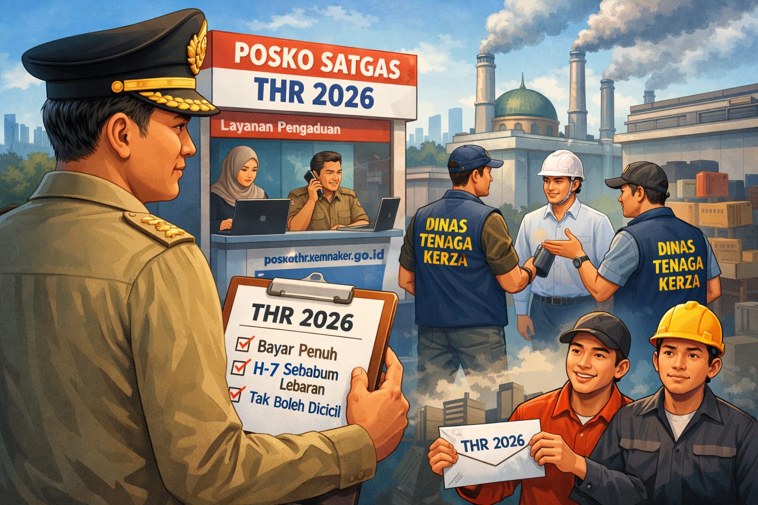 Ilustrasi Pemerintah daerah bersiap mengawasi pembayaran THR 2026 setelah Menteri Ketenagakerjaan Yassierli menerbitkan SE yang mewajibkan perusahaan membayar THR penuh paling lambat H-7 sebelum Lebar