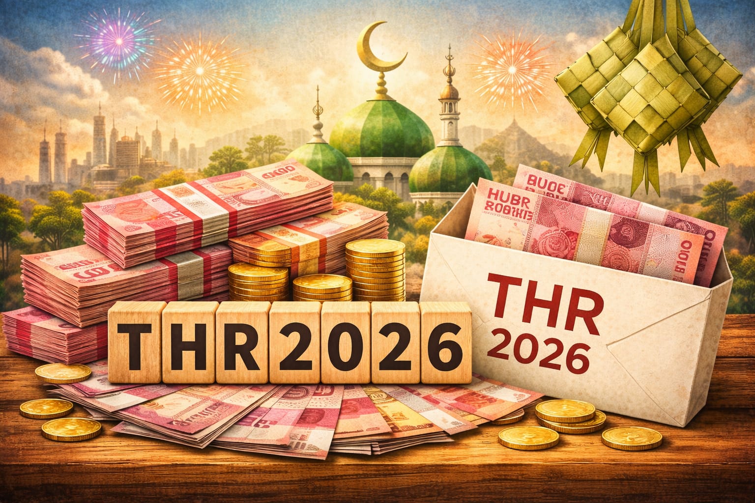 Ilustrasi pencairan THR 2026 bagi pekerja swasta yang wajib dibayar penuh dan paling lambat H-7 Lebaran, dengan total dana diperkirakan mencapai Rp124 triliun untuk mendorong konsumsi nasional.