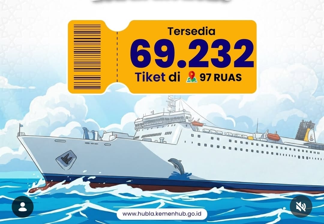Program tiket gratis kapal laut Lebaran 2026 dari Kemenhub menyediakan 69.232 tiket pada 97 rute pelayaran bagi masyarakat yang ingin mudik.