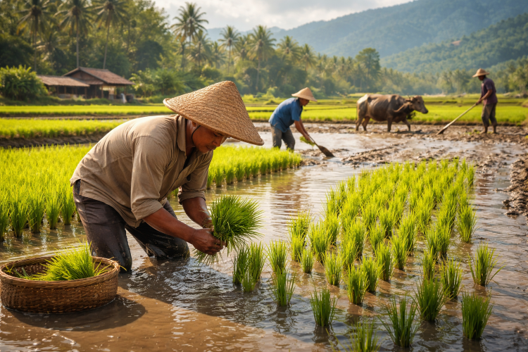 Aktivitas petani di lahan pertanian. Nilai Tukar Petani (NTP) Sulawesi Tengah pada Februari 2026 tercatat 99,34 atau turun 1,94 persen dibanding bulan sebelumnya.