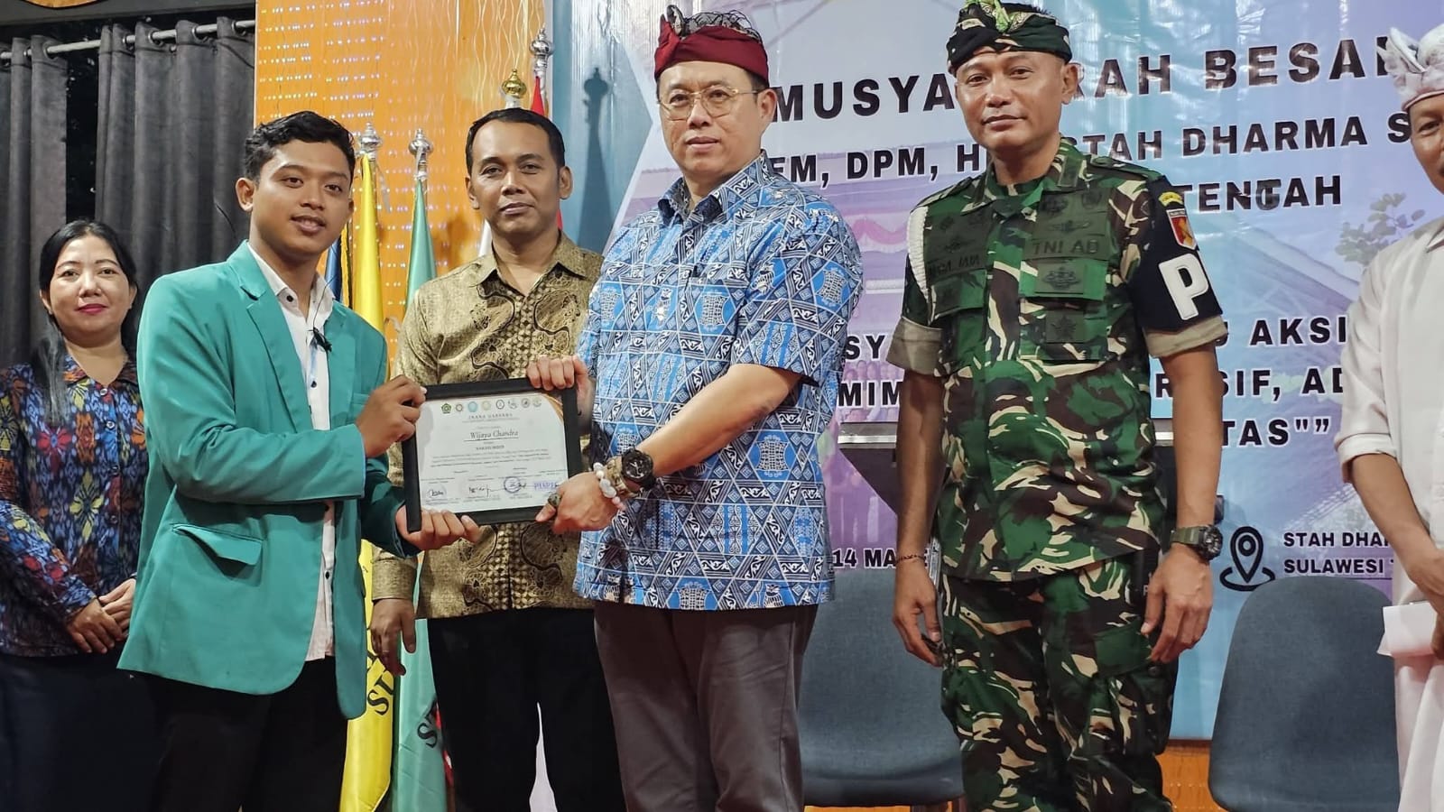 Ketua DPP APINDO Sulawesi Tengah, Wijaya Chandra, di kegiatan Mubes XIV BEM, DPM, dan HMJ STAH Dharma Sentana, Jumat (13/3/2026).