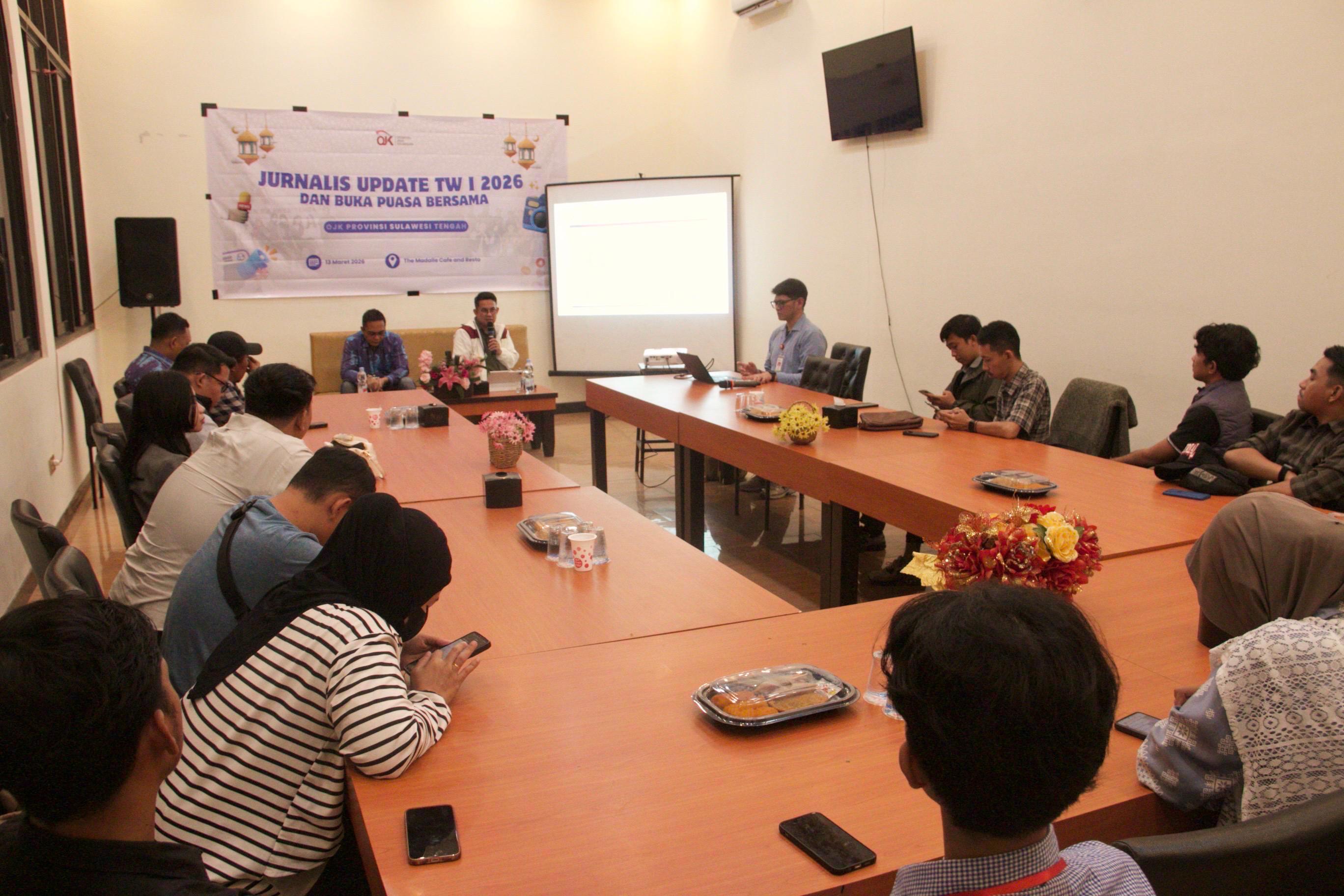 Kegiatan Jurnalis Update Triwulan I dan buka puasa bersama media digelar OJK Provinsi Sulteng, Jumat (13/3/2026).
